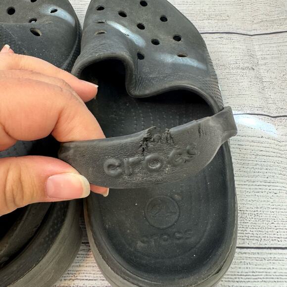 Crocs Duet Sport Black Slide On Clogs Men Size 9 Women Size 11 - Picture 3 of 9